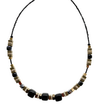 Black Ceramic and Gemstone Cubes Necklace - 22125NB