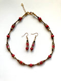 Red and Gold Gemstone Necklace - 25101N