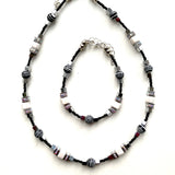 Black and White Gemstone Necklace - 25102N