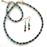 Purple and Green Crystal Necklace - 25106N