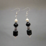 Black Ceramic & Gemstone Earrings - 24107ER