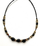 Black Ceramic and Gemstone Cubes Necklace - 22125NB