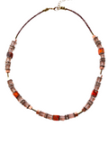 Orange/Peach Gemstone & Crystal Necklace - 24111N